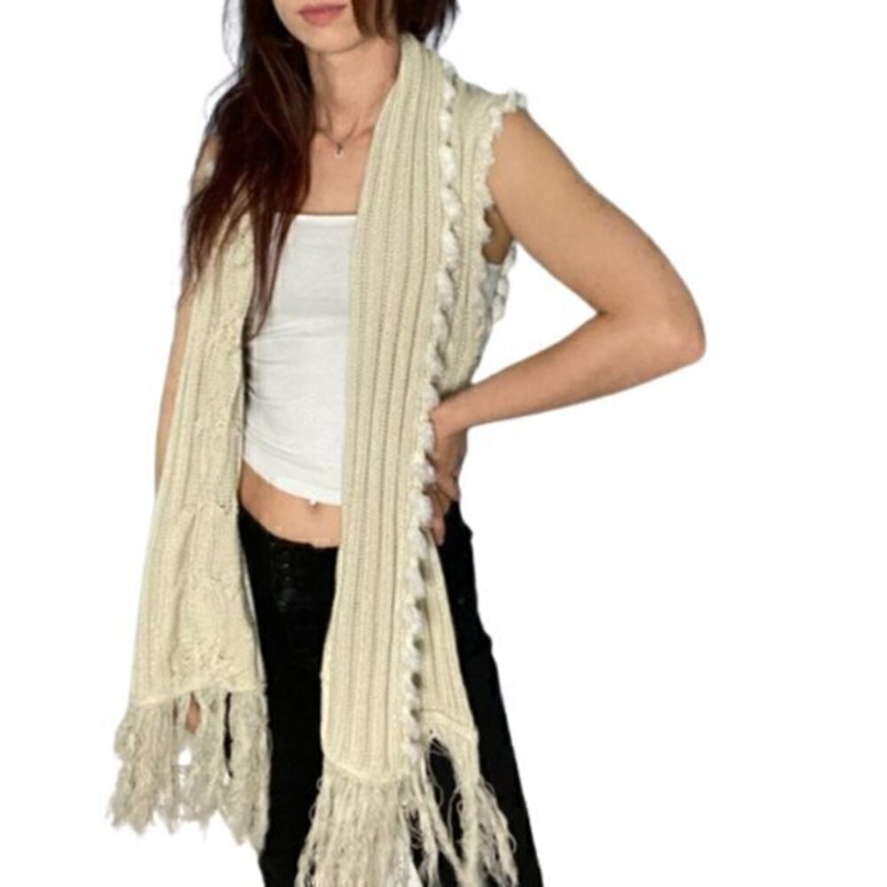 [Jessica Simpson] Faux Fur Cable Knit Scarf- Size M